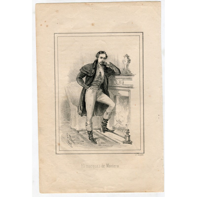 The Marquis of Montero. Lithograph by Vazquez of a drawing by E. Planes, 1862