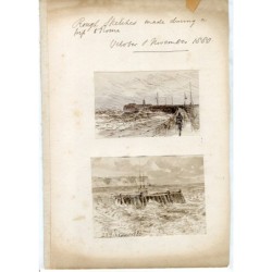 Schizzi durante una tempesta a Dover dal molo