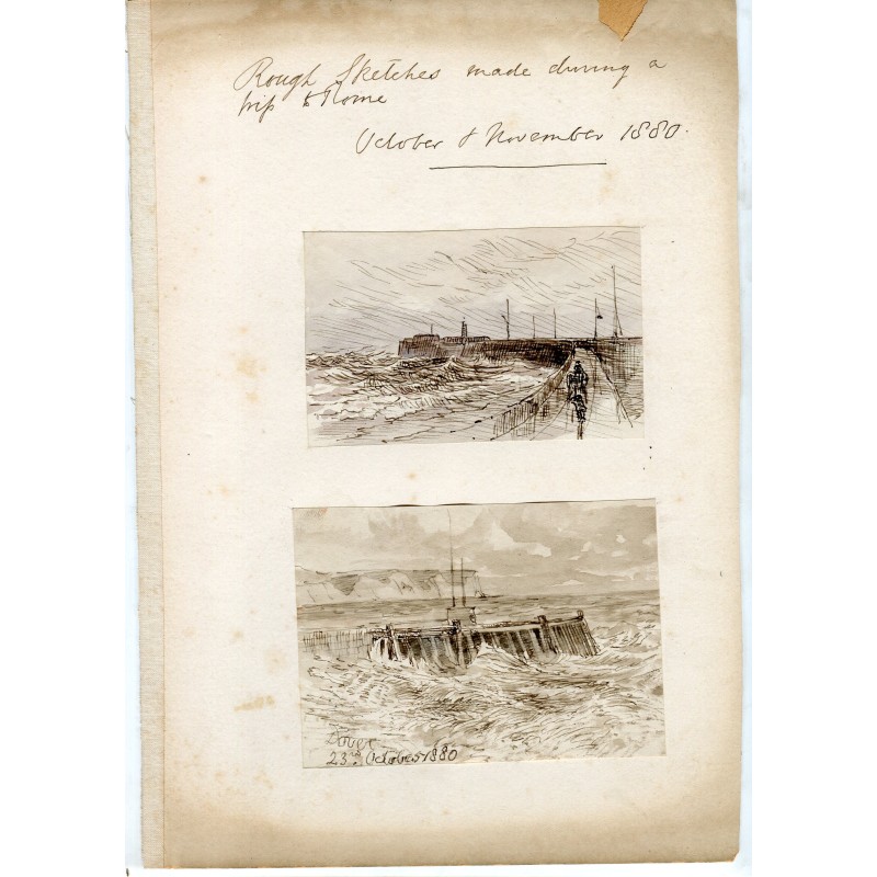 Sketches during a storm in Dover from the dock
