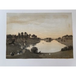 Bois de Boulogne, Paris (France) - Lithographie d'Eugène Cicéri