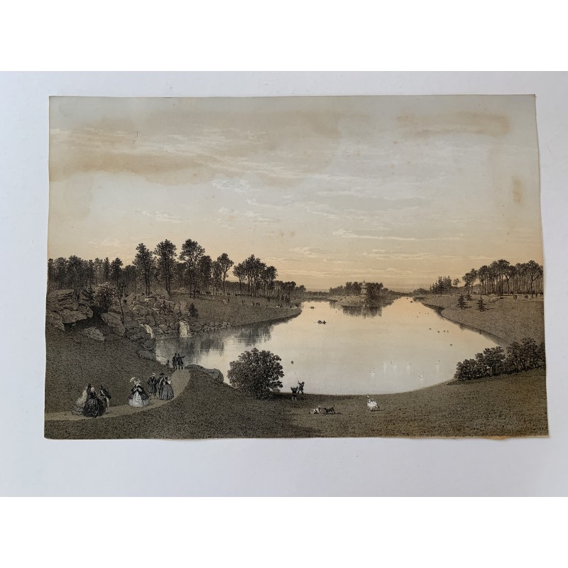 Bois de Boulogne, Paris (France) - Lithographie d'Eugène Cicéri