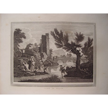 Italia. 'View in Milan' Painted by Vernel. Engraved by Walker.
