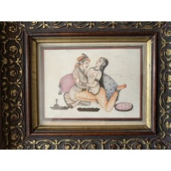 Miniature érotique d'une scène du Rajasthan indien sur une plaque d'ivoire.