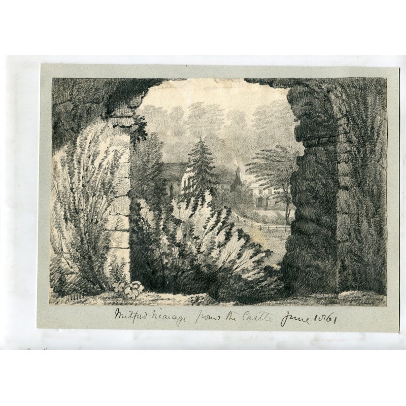 Inghilterra. Mitford dal Castello. Disegno intitolato e datato 1861