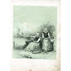PSGermain.Lithographie italienischer Fischerinnen von Formentin.