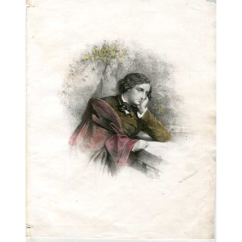 Jeune homme pensif. Lithographie de Formentín.