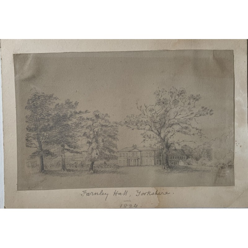 Farnley Hall, Yorkshire, England. Drawing titled and dated 1824