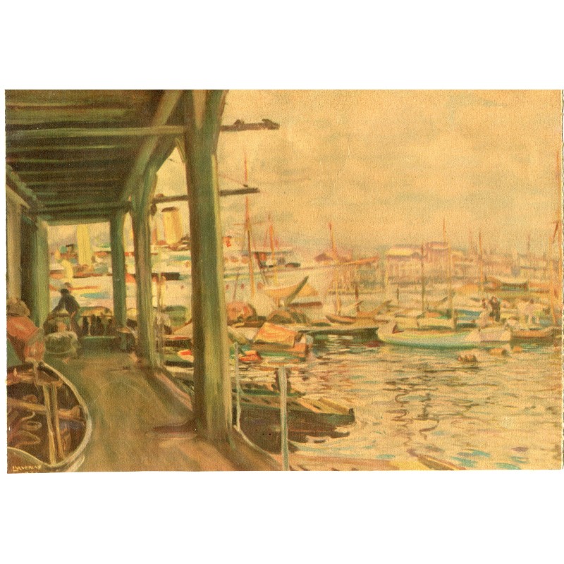 Hafenlithographie. Signiert Llaverias