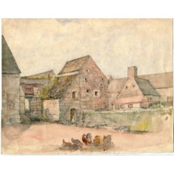 France. Diélette. Aquarelle titrée au dos.