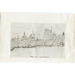 Ville de Cologne et Rhin, Allemagne - Dessin de 1875