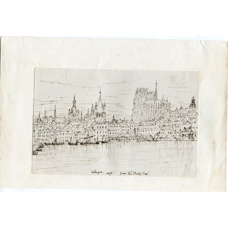 Alemania. Colonia desde el Hotel Belle Vue. Dibujo anónimo, titulado y fechado en 1875