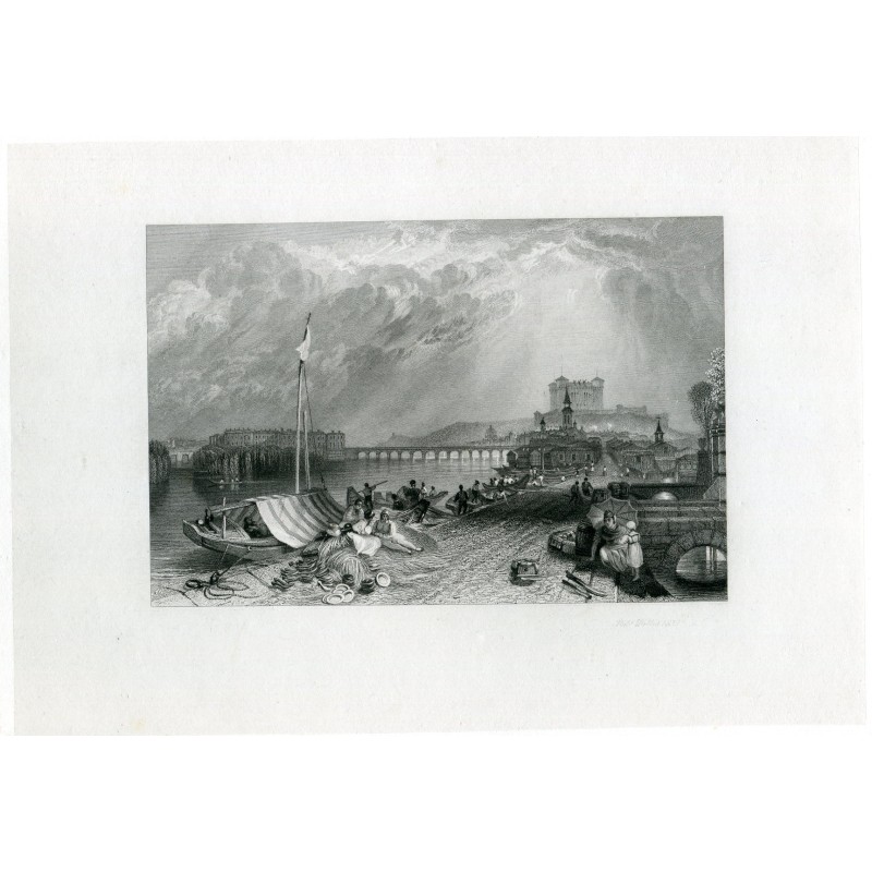France. Saumur. Gravure de R. Wallis, copie de Turner.