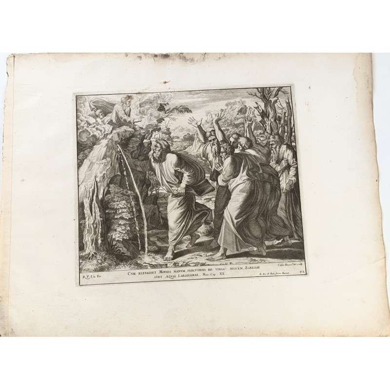 Moses schlägt auf den Wasserfelsen - Kupferstich von 1674