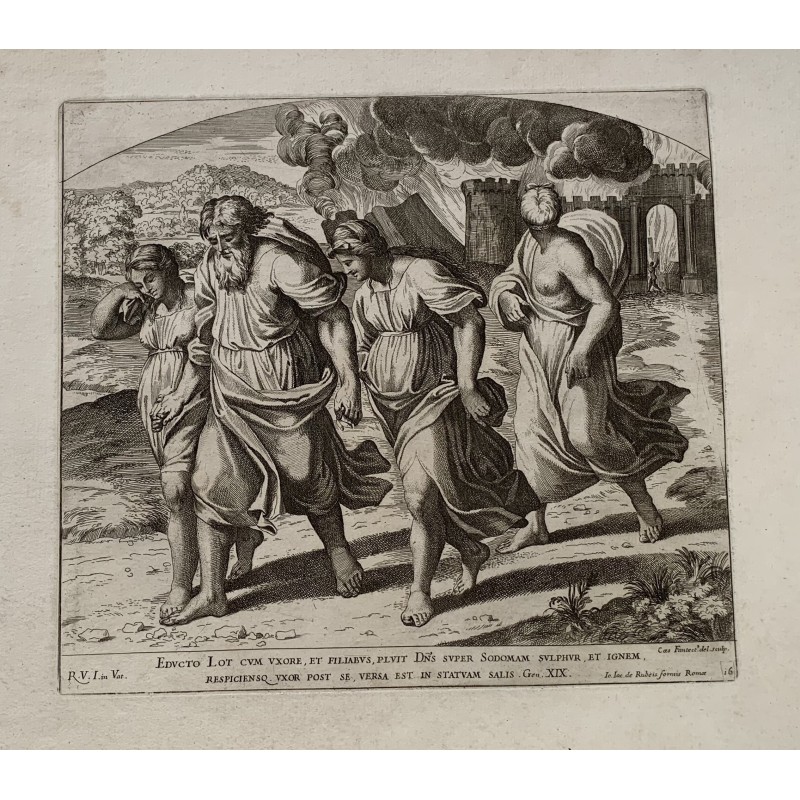 Lot et sa famille fuyant Sodome - gravure de 1674