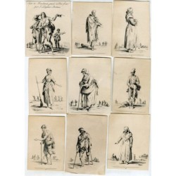 Set of nine beggars in ragged clothing - Jean Duplessis-Bertaux