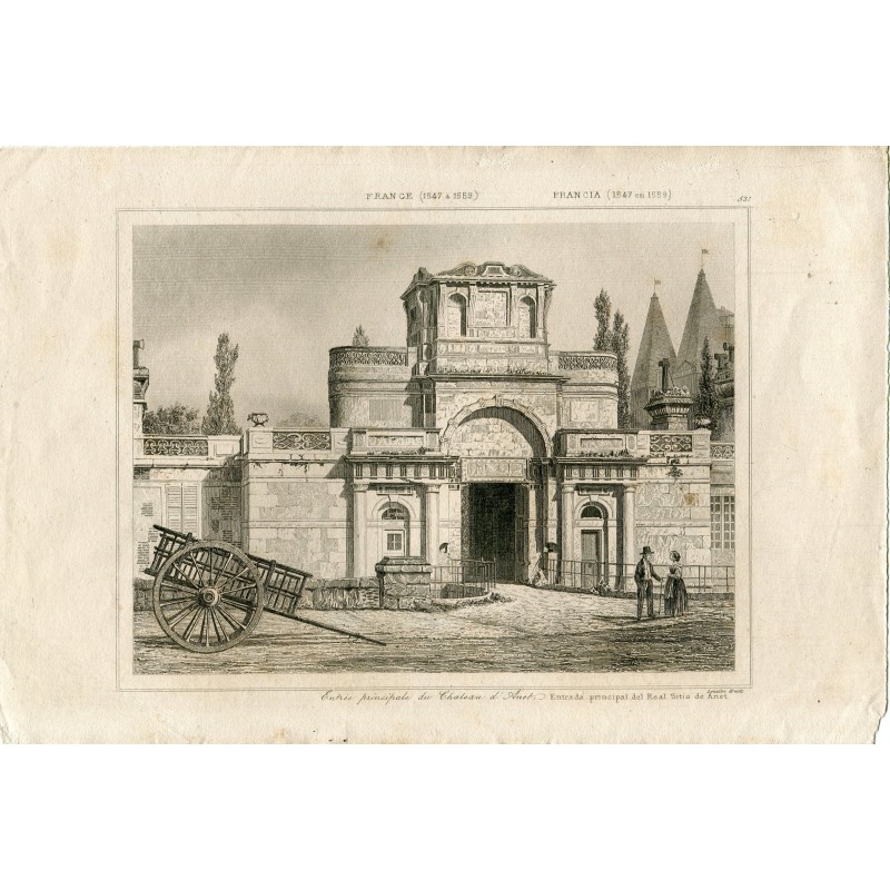 Francia. Ingresso principale del castello di Anet, incisione di Lemaitre.