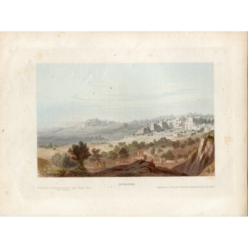 Palestine. Bethléem. Gravure coloriée par H. Bruch.