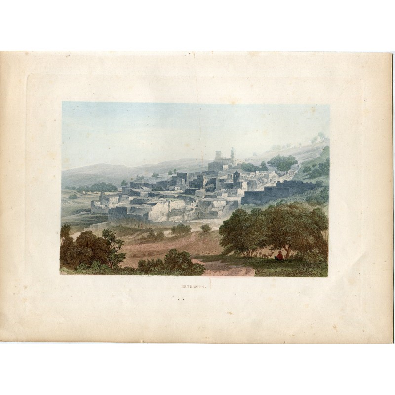 Palästina. Bethanien. Handkolorierter Kupferstich. Veröffentlicht 1861.