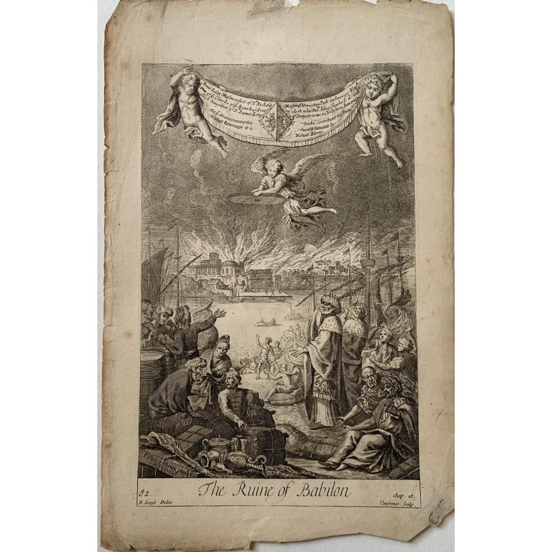 Bibel. Der Untergang Babylons, ein Kupferstich herausgegeben von Richard Blome.