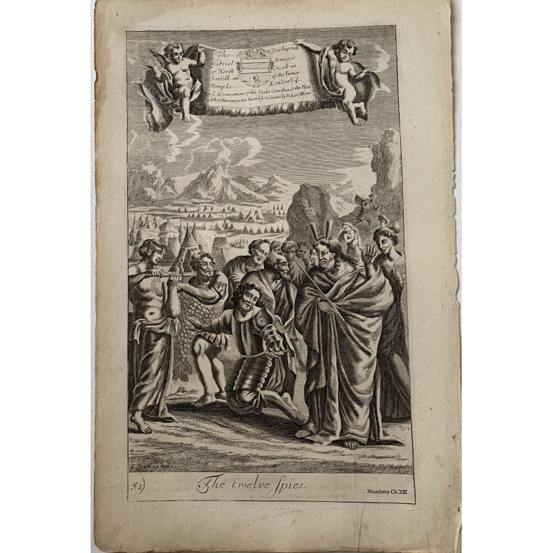 Bible. Les Douze Espions, gravé par J. Kip d'après un dessin de G. Freman