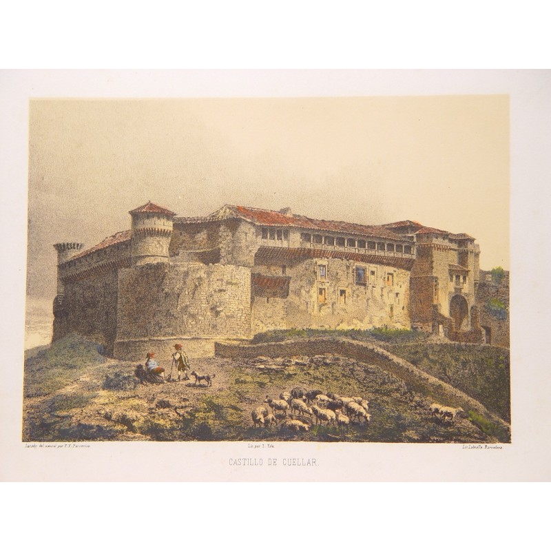 Espagne. Ségovie. Château de Cuéllar. Dessin de Parcerisa. Lithographie d'Ysla et Labielle.