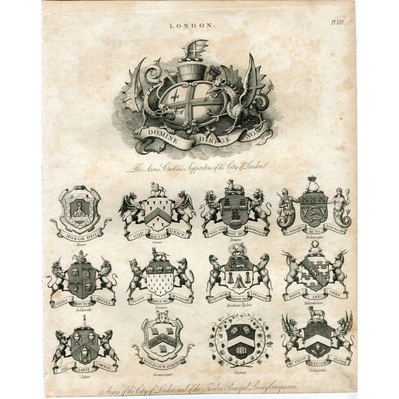 Arms of the City of London and the Twelve Principal Livery Companies by Jones - c.1814
