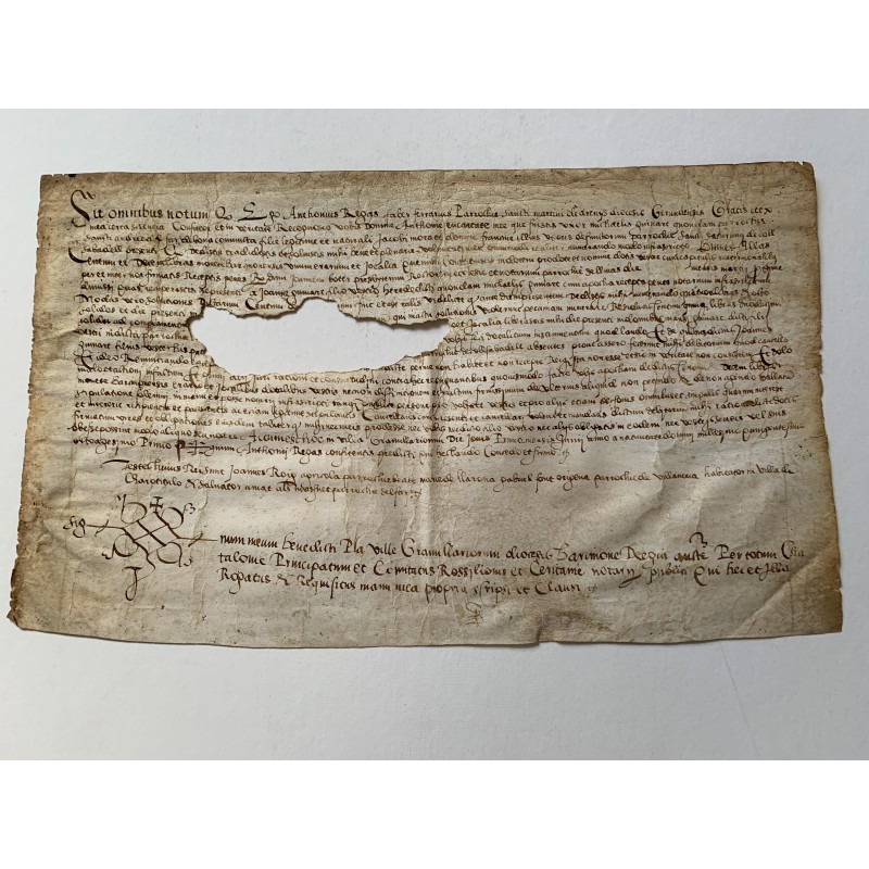 Manuscrit médiéval sur parchemin. Daté de 1581.