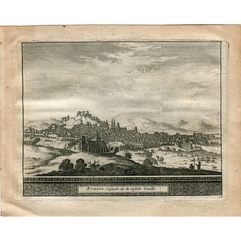 Burgos Capitale du vieux château gravée par Pieter vander Aa, 1715. Alvarez de Colmenar.