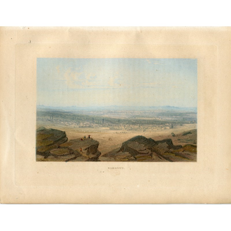 Palästina. Damaskus. Handkolorierter Kupferstich. Veröffentlicht 1861.