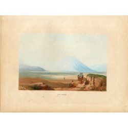 Palestine. Mont Thabor. Gravure coloriée à la main. Publiée en 1861.