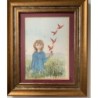 Roberto Ruiz Morante. Girl with Doves. Watercolor.
