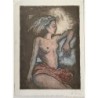 Elena Jou. Nude. Colored etching, artist's proof. Catalan painter.