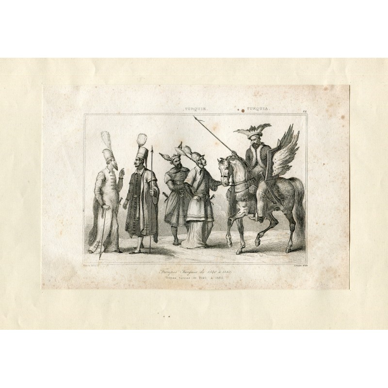 Turchia. Truppe turche dal 1540 al 1580. Disegno e incisione di Masson.