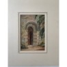 Portico. 19th-century English watercolor. Signed W.H. Cooper