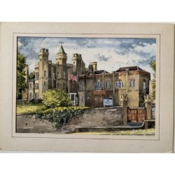 École du château de Vanbrugh, Greenwich Park, Londres. Aquarelle de 1976 de Chris Floyd.