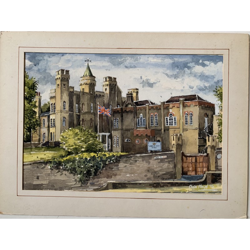 Vanbrugh Castle School, Greenwich Park, London. 1976 Aquarell von Chris Floyd.