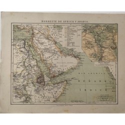 Carte de l'Afrique du Nord-Est et du Moyen-Orient. Carte de 1885 par Gras y Cia.