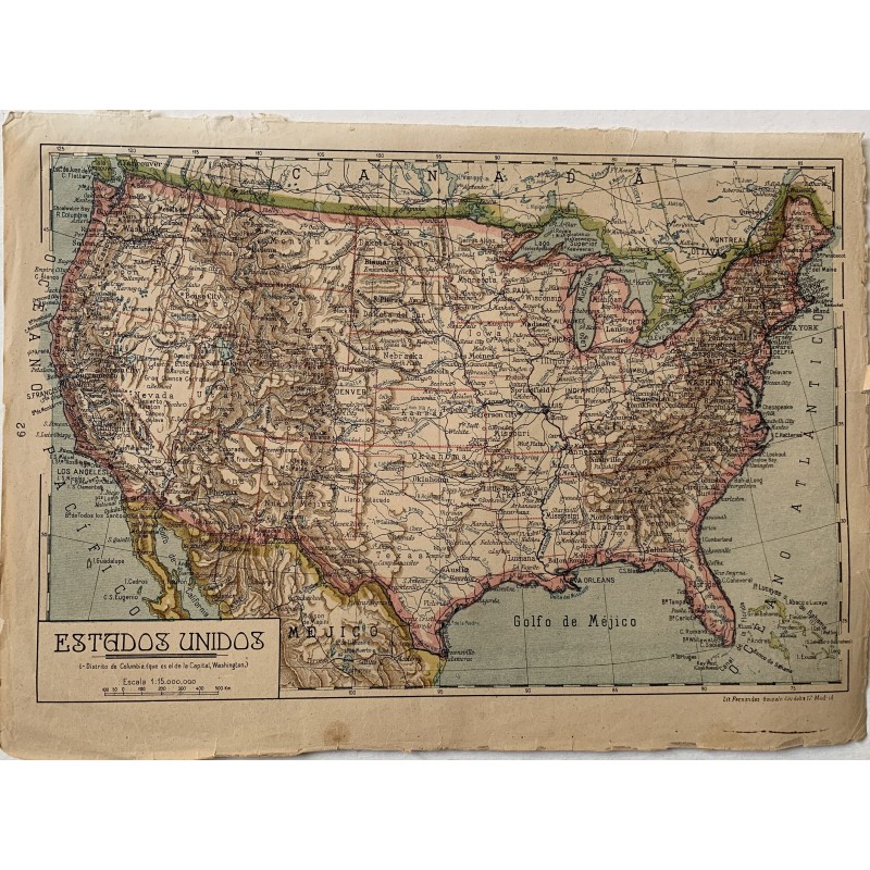 Karte der Vereinigten Staaten von Amerika, 1947.