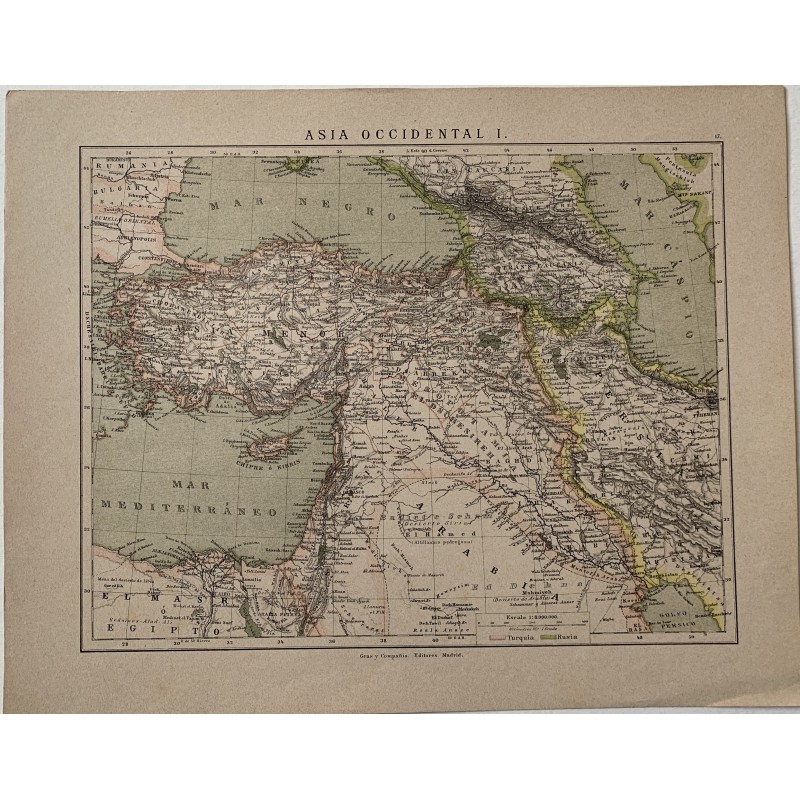 Zwei Karten von Westasien, 1885 von Gras y Cia.