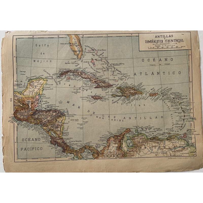 Map of Antillas and Central America, 1947.