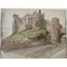 Banlight Castle. Watercolor signed ERTali, titled and dated 1895