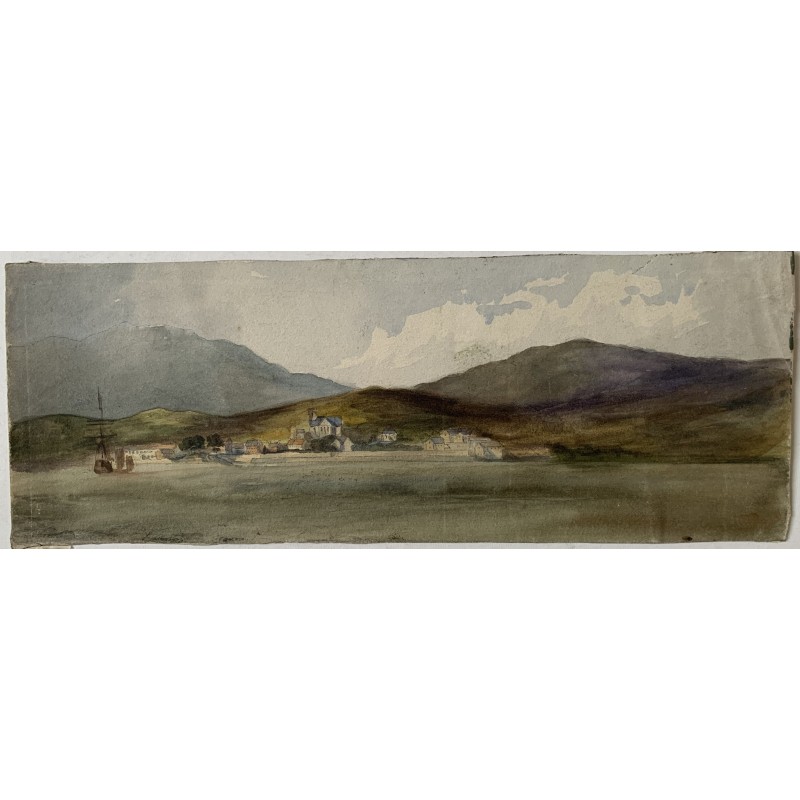 Paysage marin. Aquarelle anglaise anonyme du XIXe siècle.