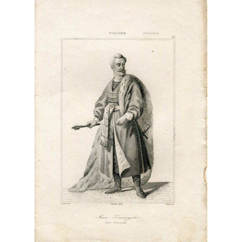 Juan Zamoyski, Kupferstich gezeichnet von Vernier und gestochen von Goulu. Regie: Lemaitre.