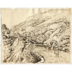Angleterre. Près de Monsall Vale, Derbyshire, dessin du XIXe siècle par EJ Hill.