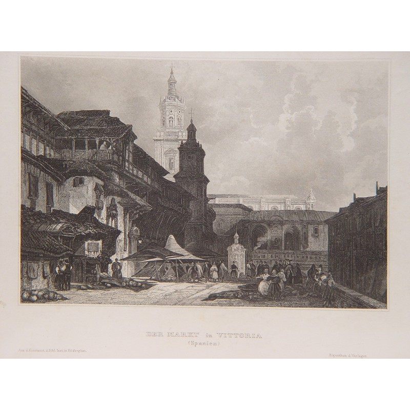 Marché de Vitoria avec l'église de San Pedro