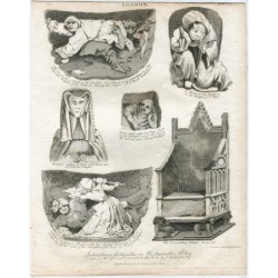 Londra. Antichità interessanti nell'Abbazia di Westminster, incisione di Thompson, 1815.