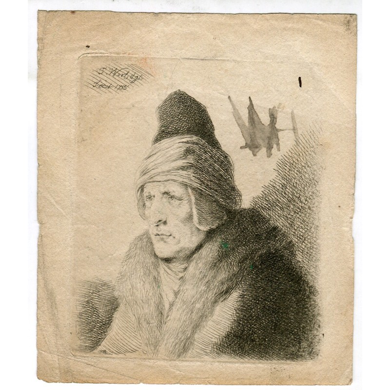 Thomas Worlidge. Head of an oriental man. 1753 etching