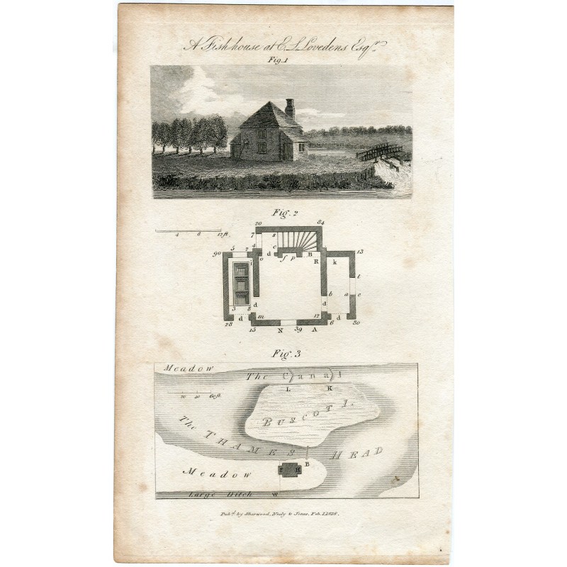 Fish House a ELLovedens Esq. Incisione pubblicata nel 1818 da Sherwood, Nelly & Jones.