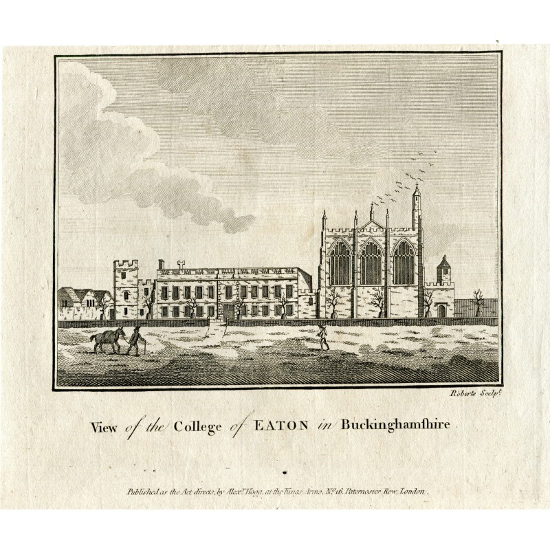 Inglaterra. View of the College of Eaton in Buckinghamshire grabado por Roberts.