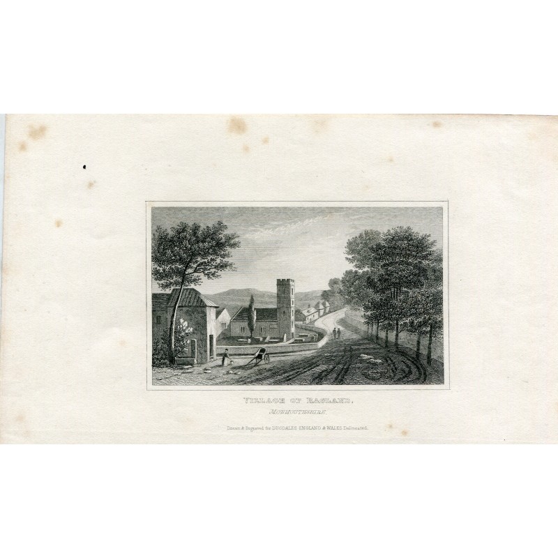 Villaggio di Ragland inciso da Wales e disegnato da Dugdales.
